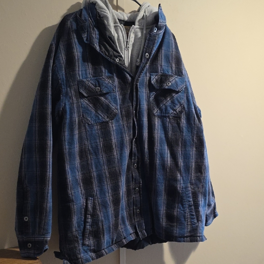 RedHead Blue and Black Plaid Shirt Jacket
